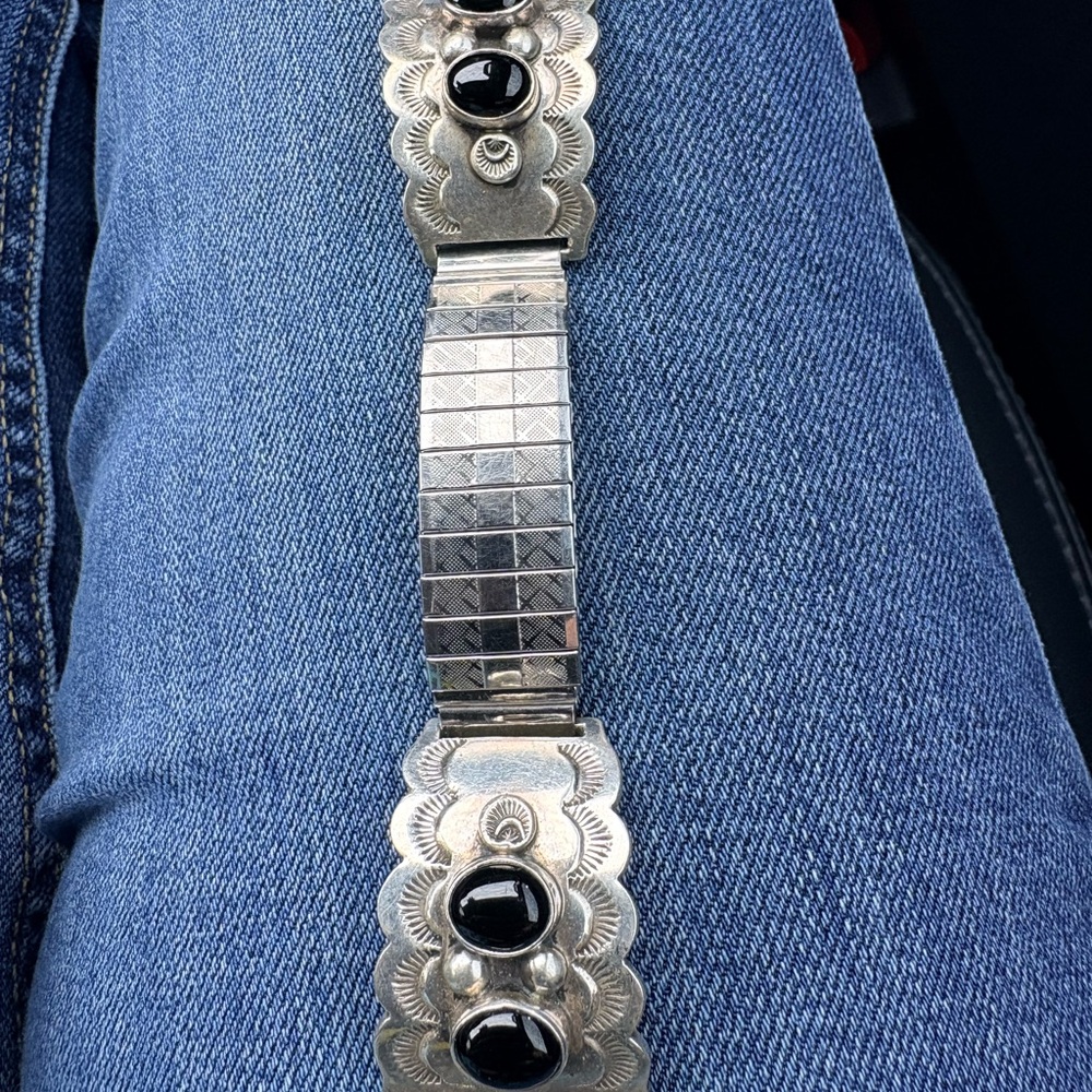 Fritson Toledo, Navajo Sterling Silver and Black onyx Apple Watch band.
